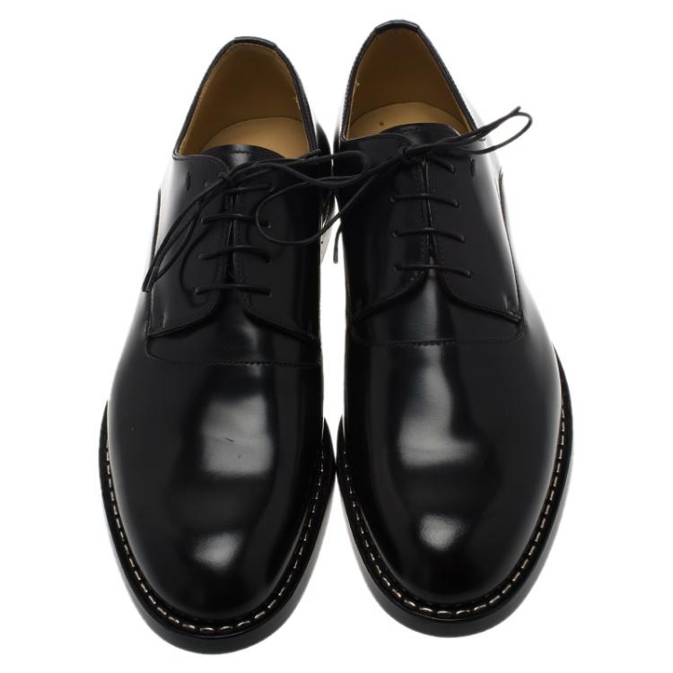 Pre Owned Fendi Black Leather Oxfords Size 42