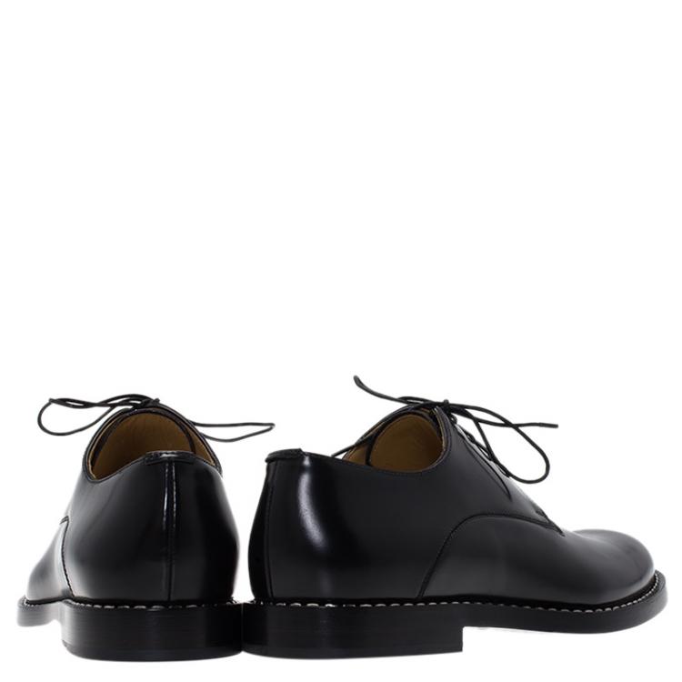 Pre Owned Fendi Black Leather Oxfords Size 42