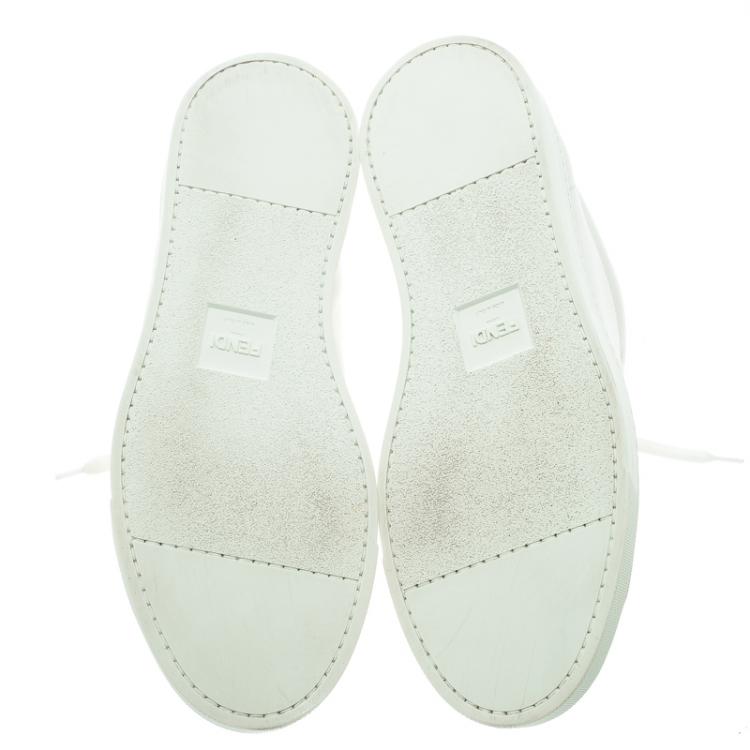 Pre Owned Fendi White Leather Classic Lace Up Sneakers Size 40