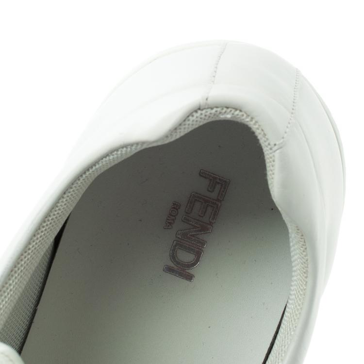 Pre Owned Fendi White Leather Classic Lace Up Sneakers Size 40