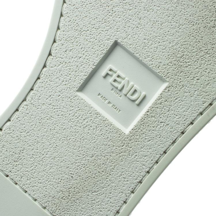 Pre Owned Fendi White Leather Classic Lace Up Sneakers Size 40