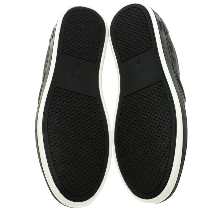 Pre Owned Fendi Brown Zucca Coated Canvas Slip On Sneakers Size 41