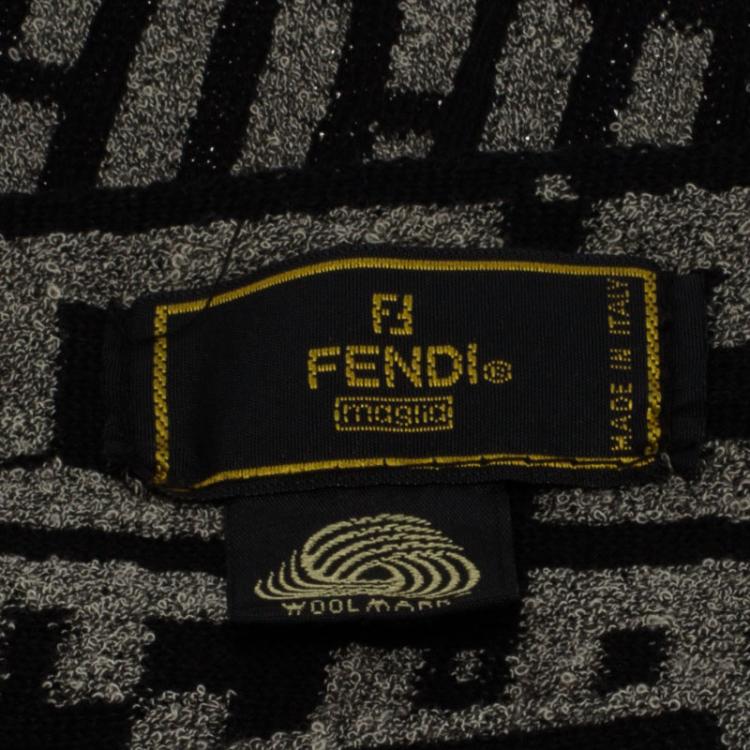 Pre Owned Fendi Grey Zucca Wool Scarf