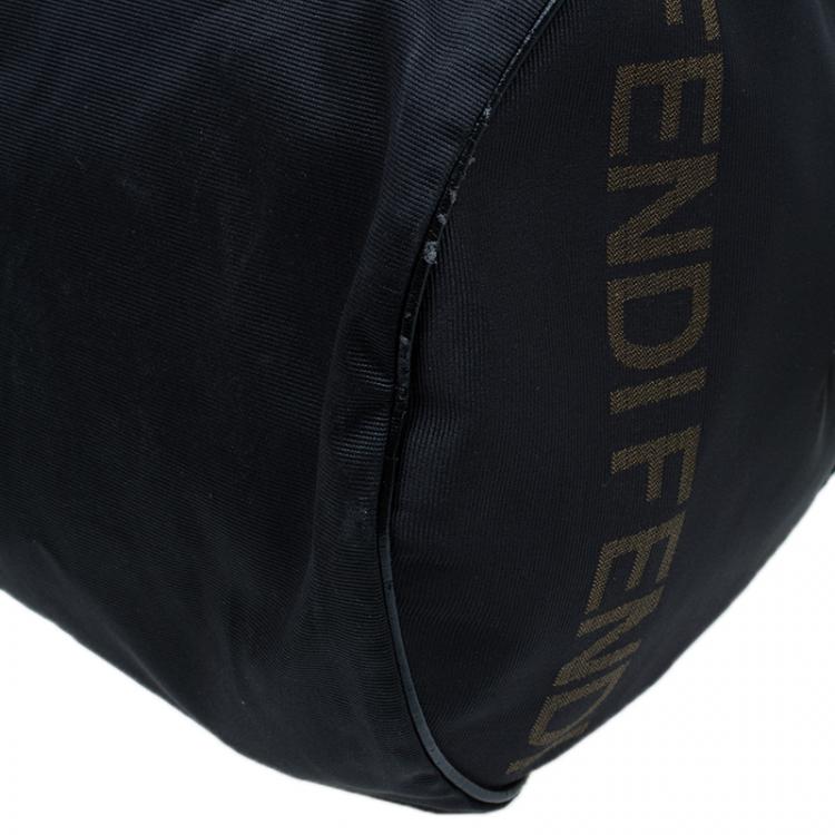 Pre Owned Fendi Black Nylon Carry-On Travel Boston Bag