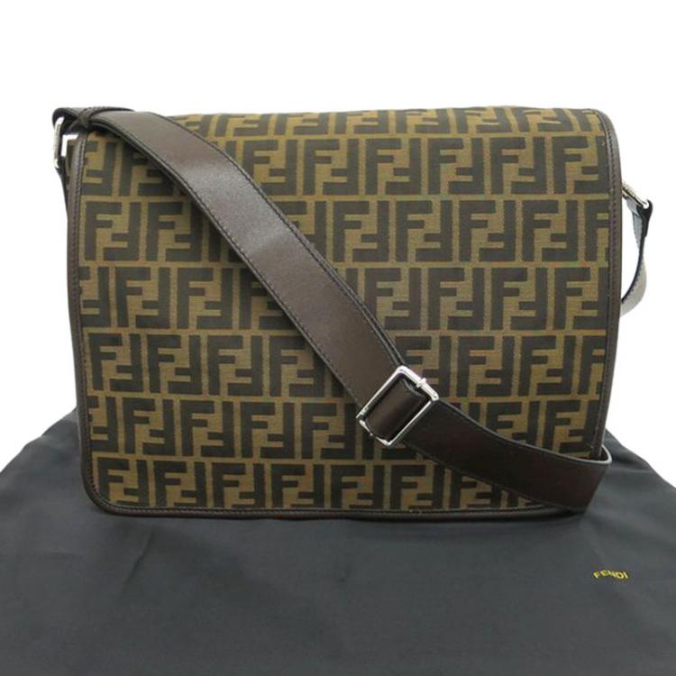 Pre Owned Fendi Tobacco Zucca Canvas Messenger Bag