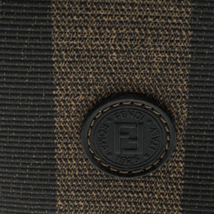 Pre Owned Fendi Tobacco Pequin Coated Canvas Bifold Wallet

