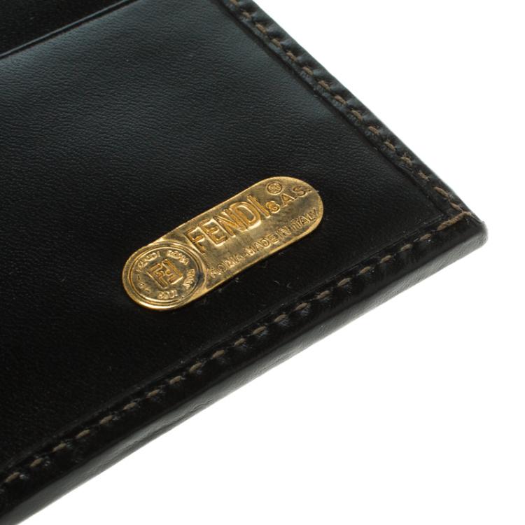 Pre Owned Fendi Tobacco Pequin Coated Canvas Bifold Wallet

