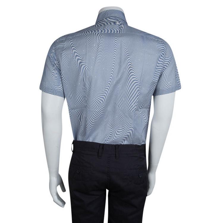 Pre Owned Fendi Blue and White Optical Illusion Print Short Sleeve Shirt L