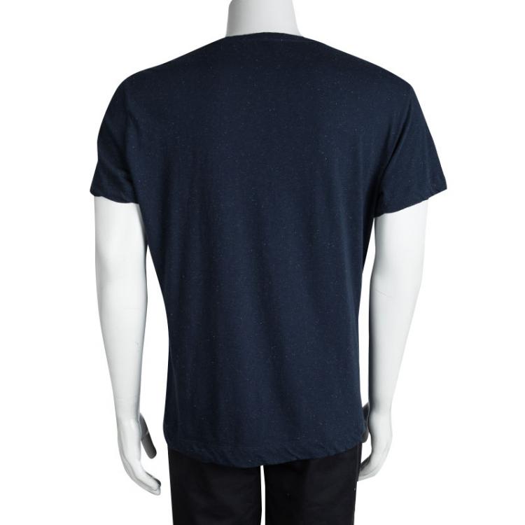 مملوكة مسبقًا Fendi Blue Slub Jersey Monster Eye Detail Crew Neck T-Shirt 3XL