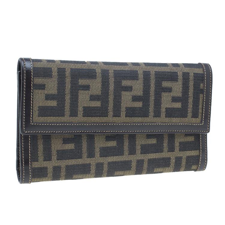Pre Owned Fendi Zucca Canvas Continental Wallet