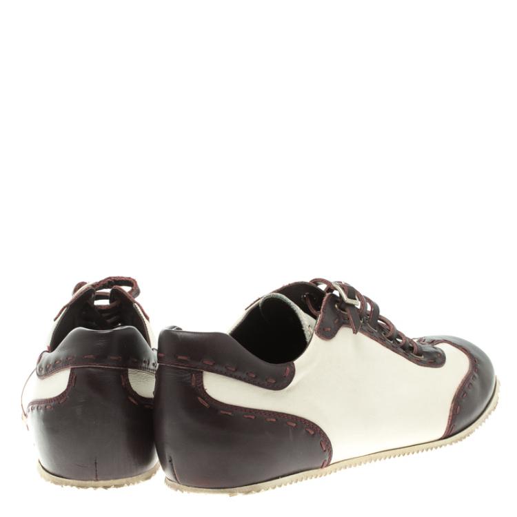 Pre Owned Fendi Two Tone Leather Low Top Sneakers Size 44