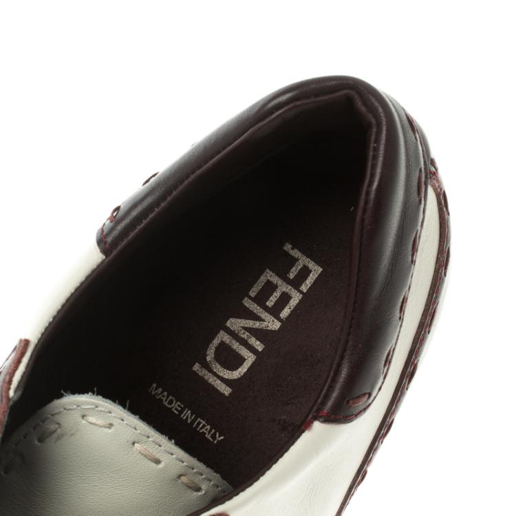 Pre Owned Fendi Two Tone Leather Low Top Sneakers Size 44