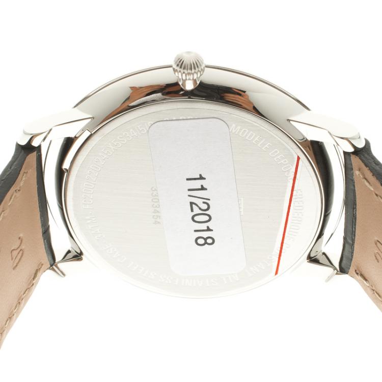 Pre Owned Frederique Constant White Stainless Classics Slim Line  FC 245WR5S6 Men's Wristwatch 39 mm