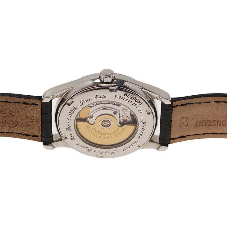 Pre Owned Frederique Constant Black Stainless Steel Classic Men's Wristwatch 37MM