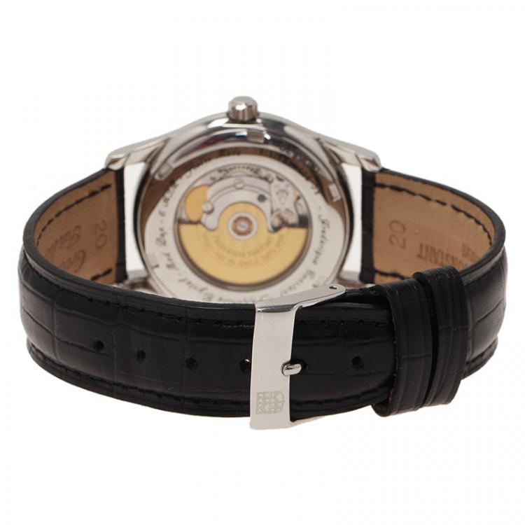 Pre Owned Frederique Constant Black Stainless Steel Classic Men's Wristwatch 37MM