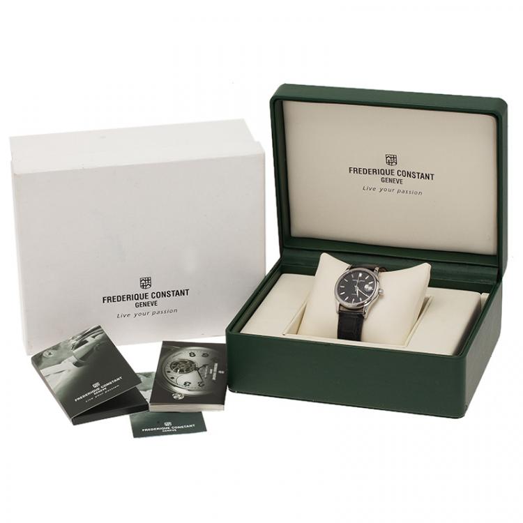 Pre Owned Frederique Constant Black Stainless Steel Classic Men's Wristwatch 37MM
