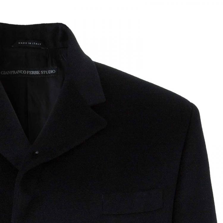 Pre Owned Gianfranco Ferre Men's Black Cashmere Long Coat XXL