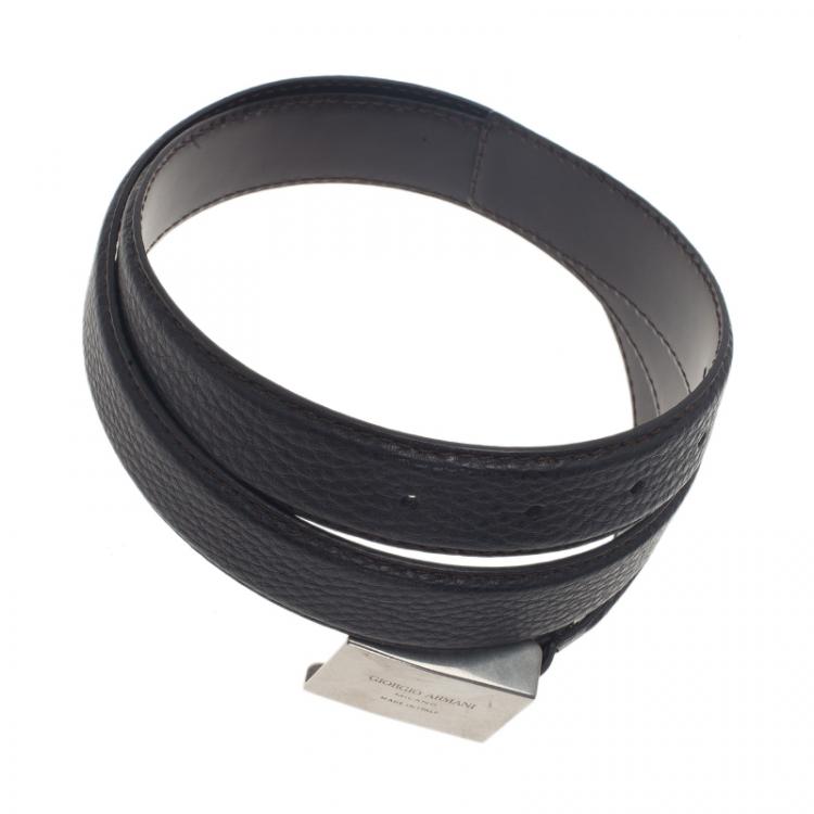 Pre Owned Giorgio Armani Black Leather Belt Size 52
