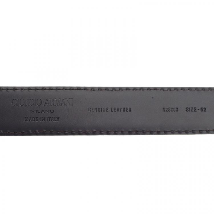 Pre Owned Giorgio Armani Black Leather Belt Size 52