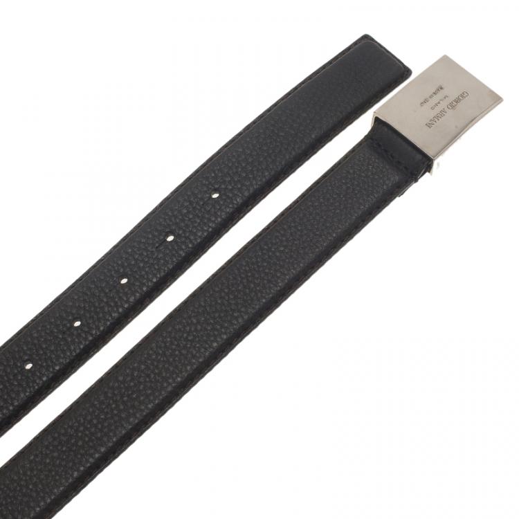 Pre Owned Giorgio Armani Black Leather Belt Size 50