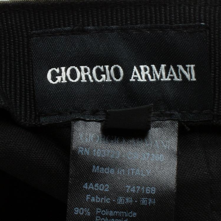 Pre Owned Giorgio Armani Green Nylon and Leather Logo Baseball Cap Size 59