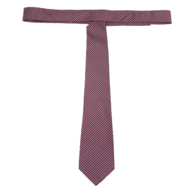 Pre Owned Giorgio Armani Red Woven Silk Tie 