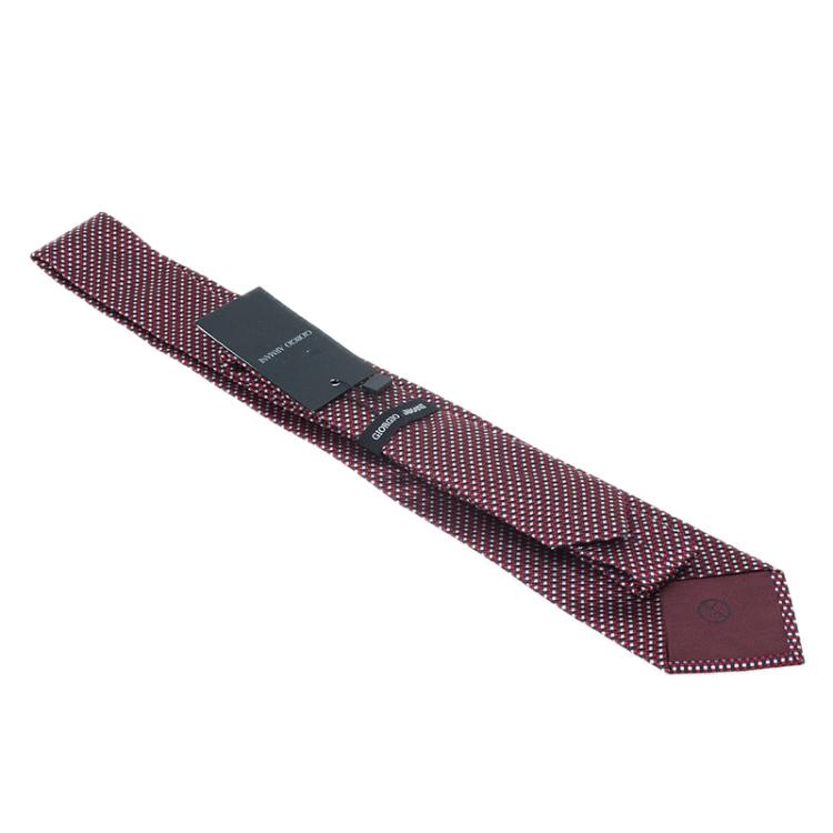 Pre Owned Giorgio Armani Red Woven Silk Tie 