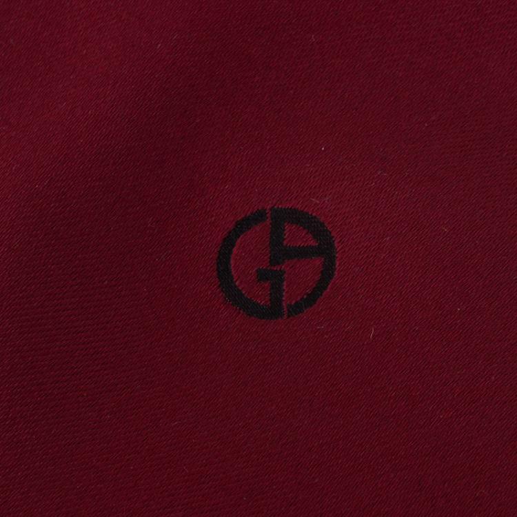 Pre Owned Giorgio Armani Red Logo Silk Tie 
