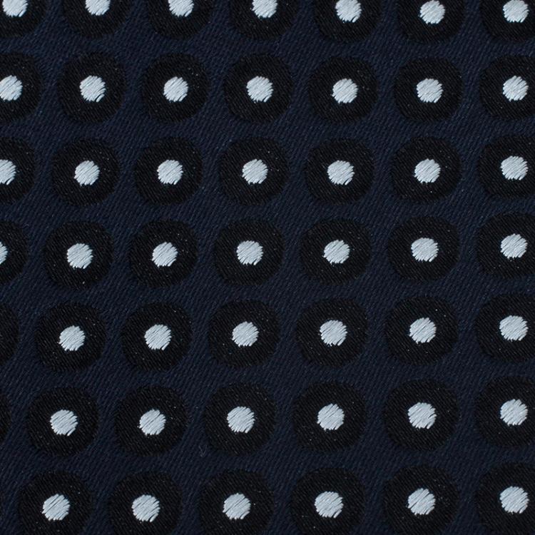 Pre Owned Giorgio Armani Navy Blue Polka Dot Silk Tie 