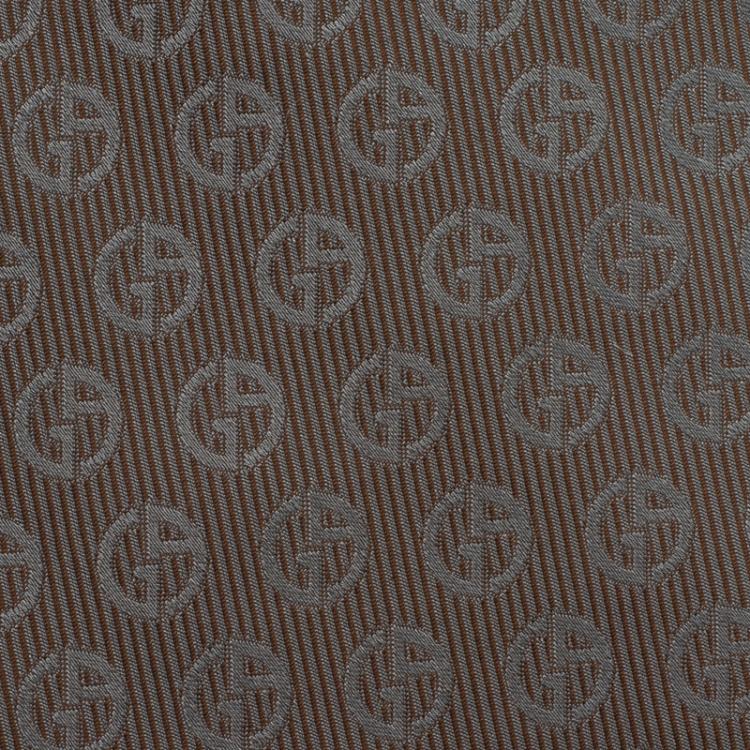 Pre Owned Giorgio Armani Grey Monogram Silk Tie