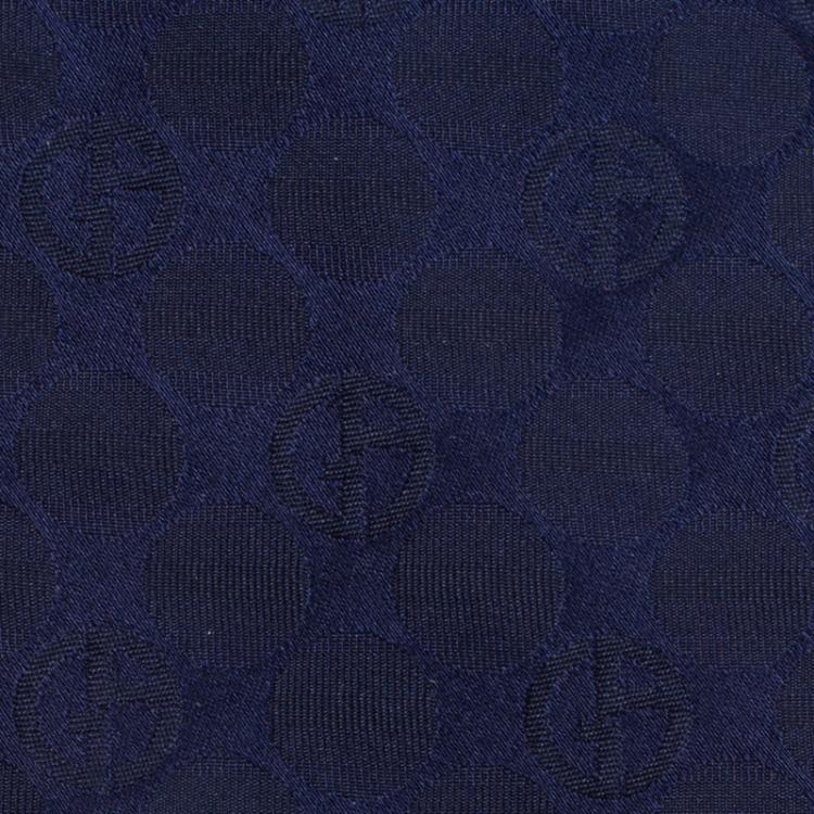 Pre Owned Giorgio Armani Blue Monogram Textured Silk Tie