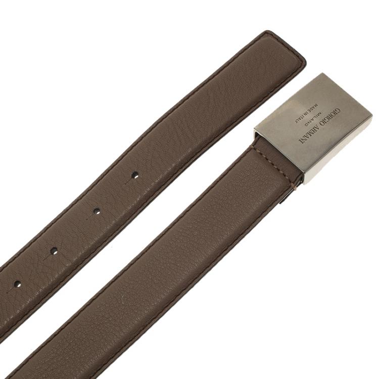 Pre Owned Giorgio Armani Brown Leather Belt Size 50