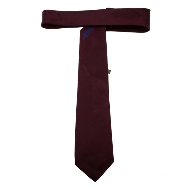 Pre Owned Giorgio Armani Burgundy Signature Silk Tie