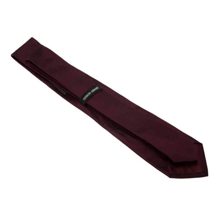 Pre Owned Giorgio Armani Burgundy Signature Silk Tie