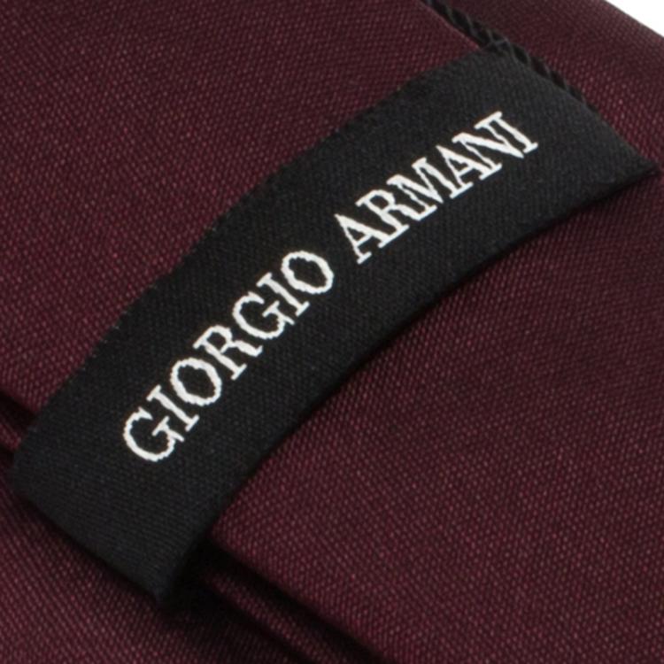 Pre Owned Giorgio Armani Burgundy Signature Silk Tie