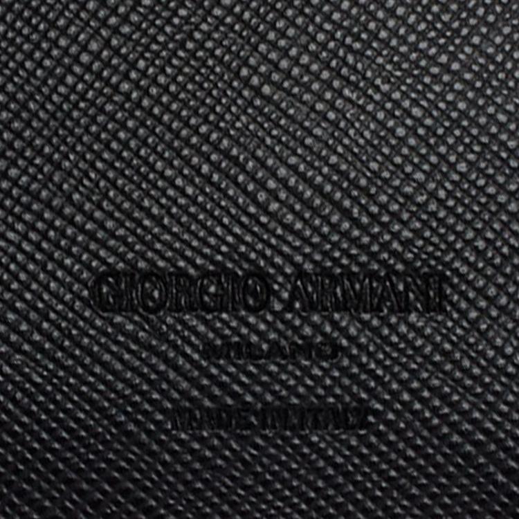 Pre Owned Giorgio Armani Black Textured Leather Bifold Long Wallet