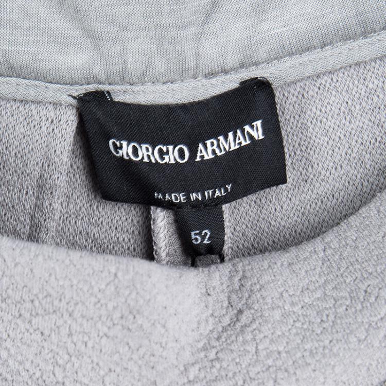 Pre Owned Giorgio Armani Grey Textured Wool Loose Fit Trousers XL