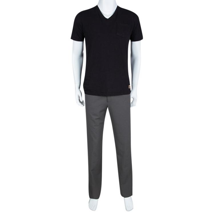 Pre Owned Giorgio Armani Grey Stretch Wool Tailored Trousers M