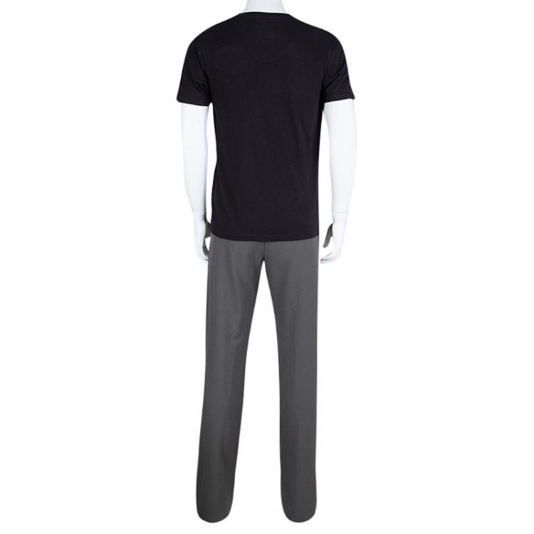 Pre Owned Giorgio Armani Grey Stretch Wool Tailored Trousers M