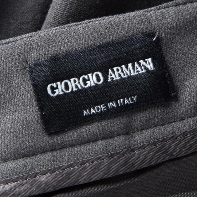 Pre Owned Giorgio Armani Grey Stretch Wool Tailored Trousers M