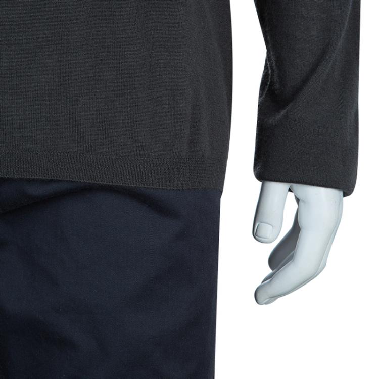 مملوكة مسبقًا Giorgio Armani Grey Cashmere V Neck Sweater XL
