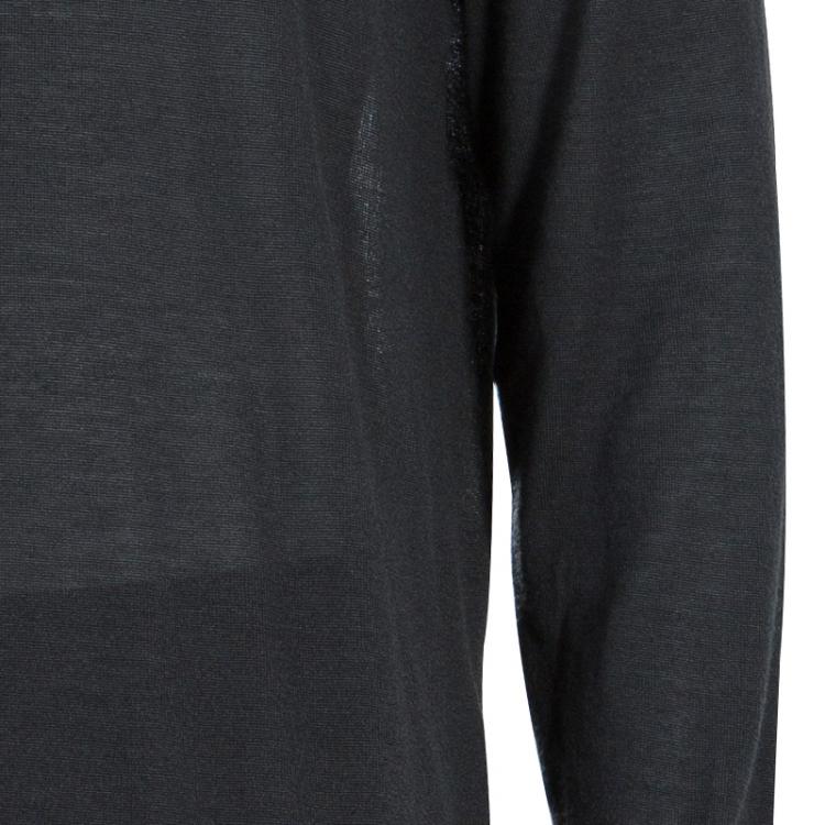 مملوكة مسبقًا Giorgio Armani Grey Cashmere V Neck Sweater XL