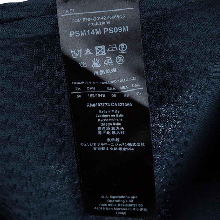 Pre Owned Giorgio Armani Navy Blue Jaquard Knit V-Neck Sweater XL