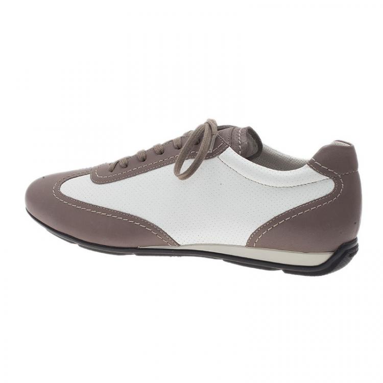 Pre Owned Giorgio Armani Two-Tone Leather Sneakers Size 42