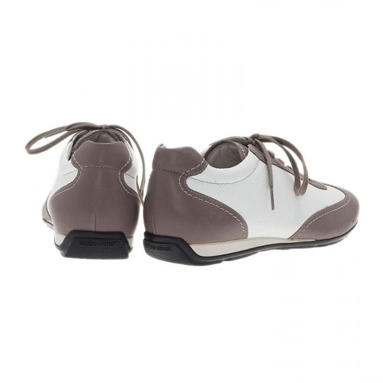 Pre Owned Giorgio Armani Two-Tone Leather Sneakers Size 42