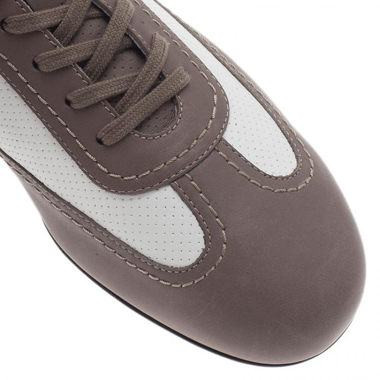 Pre Owned Giorgio Armani Two-Tone Leather Sneakers Size 42