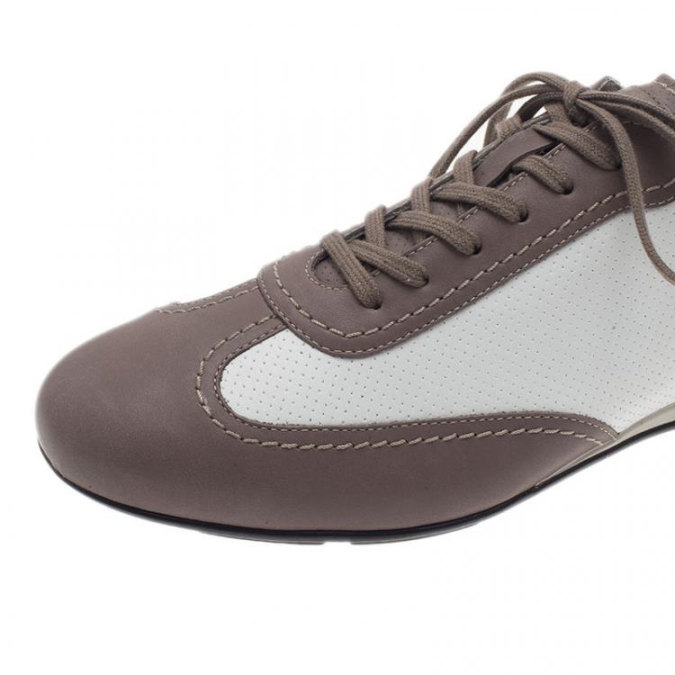 Pre Owned Giorgio Armani Two-Tone Leather Sneakers Size 42