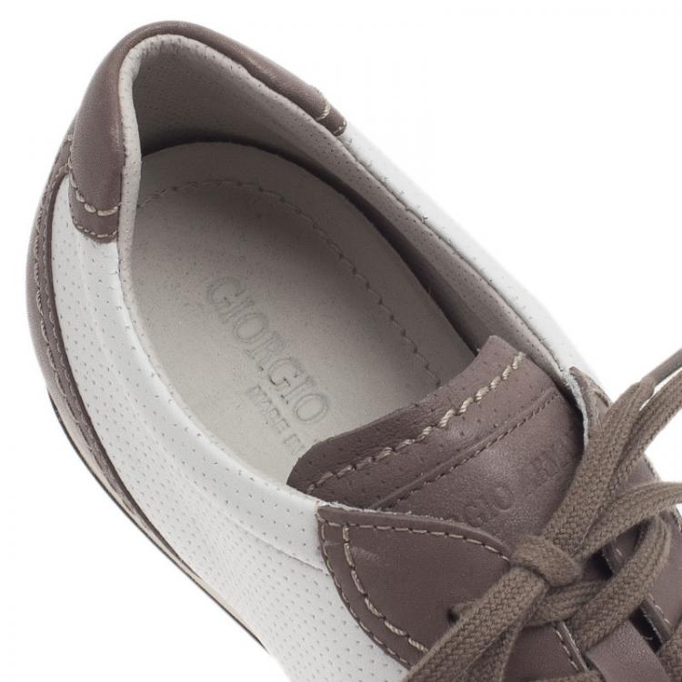 Pre Owned Giorgio Armani Two-Tone Leather Sneakers Size 42