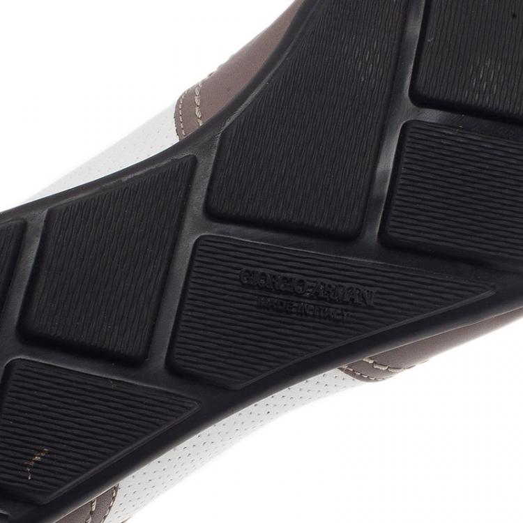 Pre Owned Giorgio Armani Two-Tone Leather Sneakers Size 42