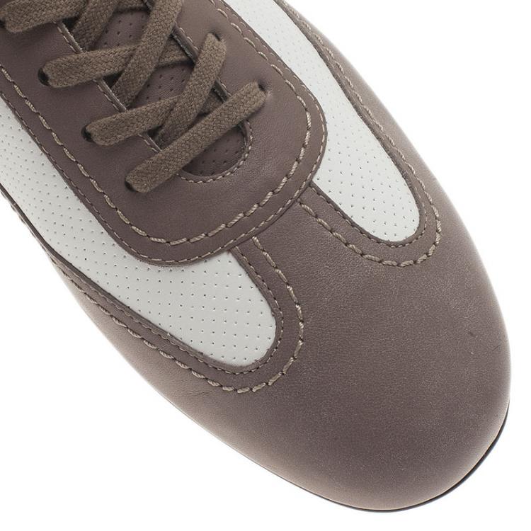 Pre Owned Giorgio Armani Two-Tone Leather Sneakers Size 44
